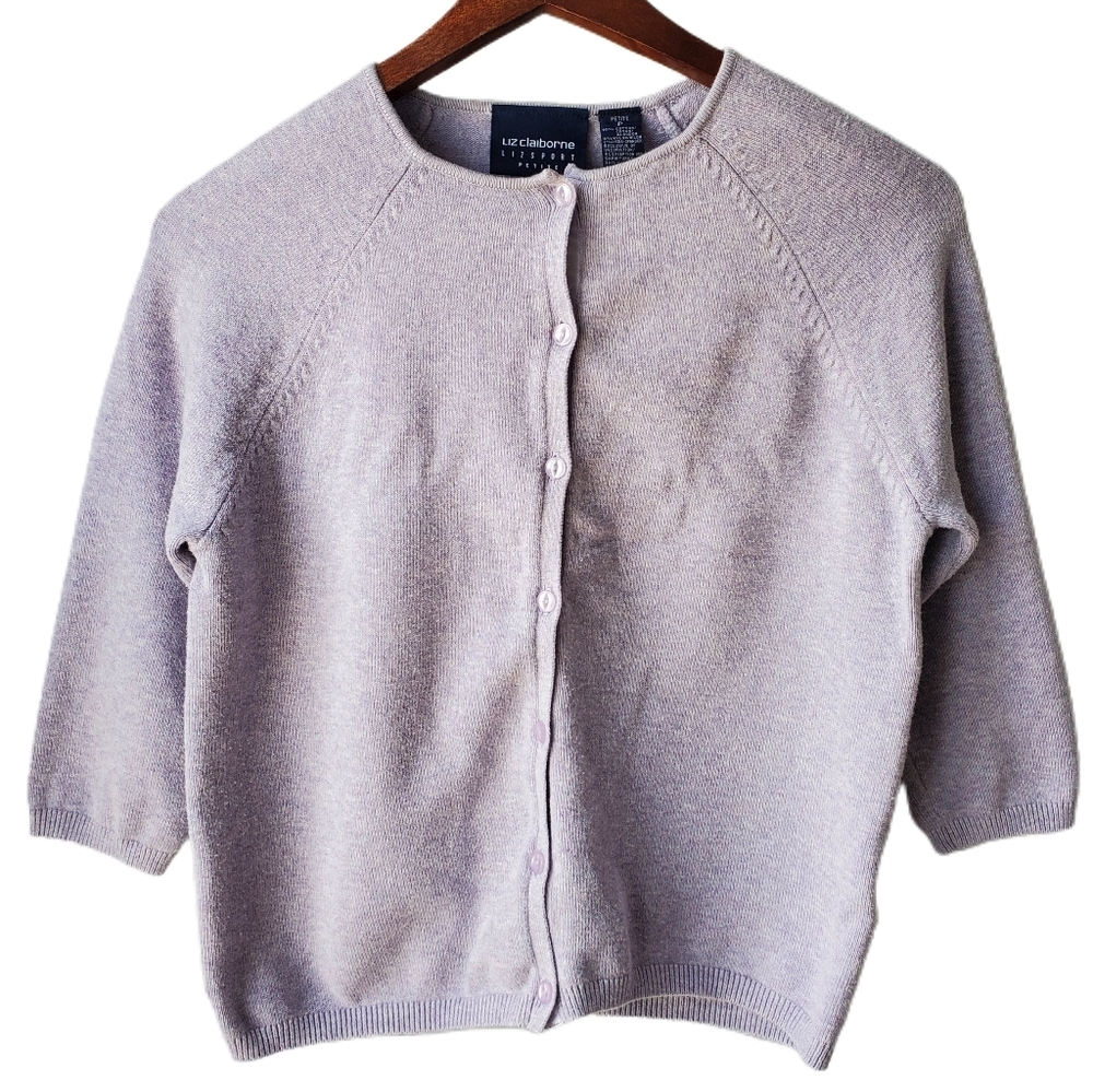 Vintage Y2K LizSport Lavender 3/4 Length Sleeve Cardigan